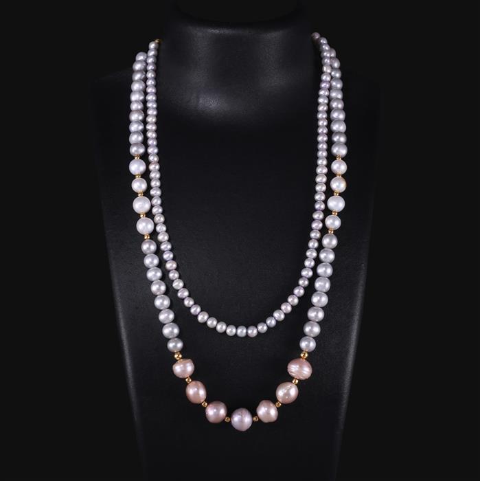 Double Strand Pearl Necklace - Small White with Teardrop – Dames a la Mode